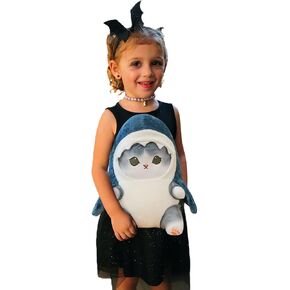 Kawaii Shark Cat Plush Toy Stuffed Animal Doll, Cute Soft Pillow Stress Release Hugs Toys Christmas Halloween Birthday Gifts for Kids Boys Girl Best Gift (Blue - Grey,9 inch)