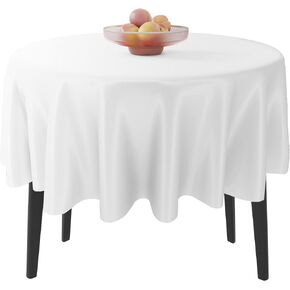مفرش طاولة بلاستيكي مستدير من Fixwal للاستعمال مرة واحدة، 12 قطعة مفرش طاولة أبيض مستدير مقاس 84 بوصة، مفرش طاولة للحفلات وحفلات أعياد الميلاد وحفلات الزفاف in Kuwait