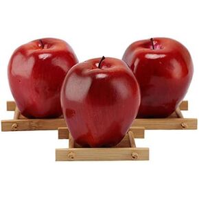 Artificial Lifelike Simulation Apples Decorative Red Fruit for Home House Kitchen Thanksgiving Christmas Party Decoration, 3 Pack