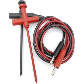 Multimeter Test Lead - Insulation-Piercing Macro-Hook to Standard Banana Plug (4 mm) (18 AWG PVC - 36" Long) - Set of 2: Red, Black (BXEL-36R/B)