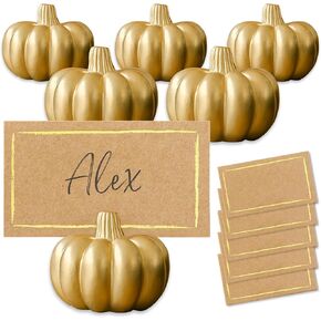 حامل بطاقات مكان على شكل قرع ذهبي صغير من Kate Aspen Fall Decor (مجموعة من 6)، إعدادات المكان، مثالية لديكور طاولة عيد الشكر، وحفلات الزفاف ذات الطابع الخريفي، ووجبات الإفطار والغداء الخاصة بالزفاف