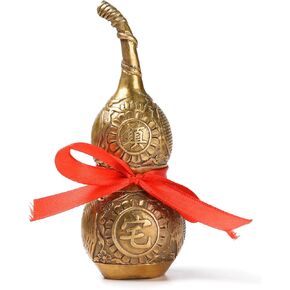 BRABUD Chinese Good Luck Wu Lou/Hu Lu Gourd/Cucurbit for Wealth Peaceful Copper Statue Collectible Figure Sculpture Charm Amulet