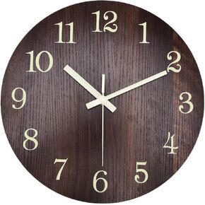 in The Dark Wall Clock, Night Light Wall Clock, Silent Non Ticking Wood Wall Clock Battery Operated, Modern Wall Clock for Kitchen Living Room Bedroom Office