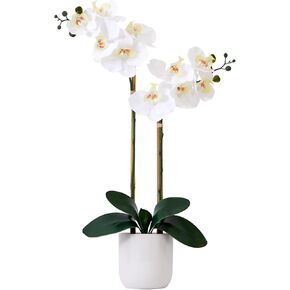 Nearly Natural 26in. Artificial Double Orchid Phalaenopsis with Decorative Vase (Real Touch)