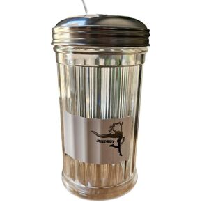 Sugar Pourer Dispenser Shaker with Stainless Steel Lid and Side Flap Top 12 Oz.