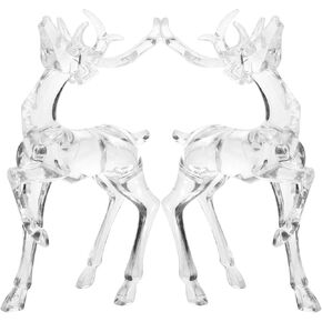 HOMSFOU Office Decor Acrylic Reindeer Figurines ations Acrylic Deer Ornament Christmas Table Top Decorations