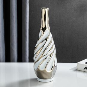 Yundu Black with Silver Ceramics Vases for Flower, Living Room Décor, Coffee Table Décor,Modern Ceramic Vase for Pampas Grass and Home Decor - Perfect for Centerpieces