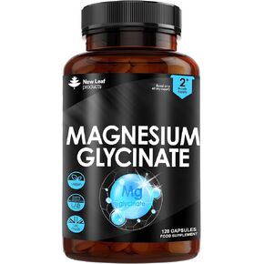 Magnesium Glycinate Supplements - 120 High Strength Capsules - 1040mg of Magnesium Providing 208mg Elemental Magnesium Per Serving - Pure Active Ingredient - UK Manufactured