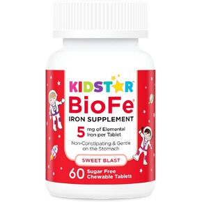 KidStar Nutrients BioFe Pure Iron Chewables, Sweet Blast, No Sugar, Sweetened with Xylitol, 60 Chewable Tablets in Saudi Arabia