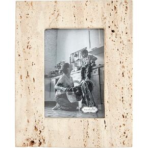 Mud Pie Cream Travertine Frame, Small, 9.5" x 7.5"