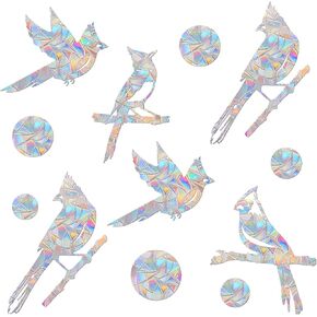 Window Decals for Bird Strikes - Anti-Collision Window Clings - Prismatic Non Adhesive Vinyl Rainbow Window Stickers to Save Birds from Glass Collisions, JDQC-Cardinal27