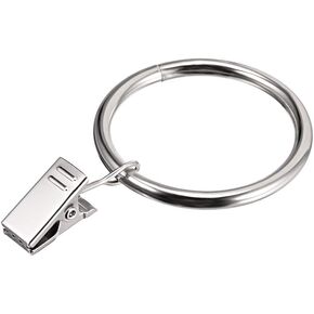 uxcell Curtain Clip Rings with Hooks Metal 1.5 Inch Inner Dia 4mm Thickness Drapery Ring for Window Curtain Rods Silver Tone 24 Pcs