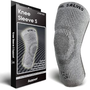 Vital Salveo Knee Compression Sleeve Swelling Recovery Knee Brace S-Support Pain Relief for Men and Women Unisex for Running Basketball Gym Workout Sports Light Grey (1PC) X-Large