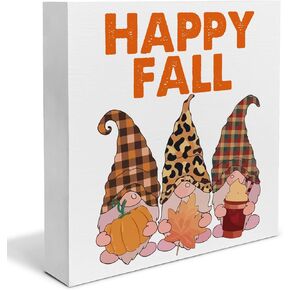 Fall Decor Farmhouse Autumn Decorations Maple Leaves Pumpkin Wooden Sign Home Decor Indoor for Desk Table Shelf 5 X 5 Inches