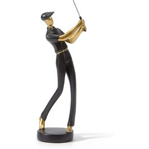 HAUCOZE Golf Figurine Statue Golfer Decoration Modern Sculpture Home Gifts Table Centerpiece Crafts Polyresin Black Arts 9.6 inch
