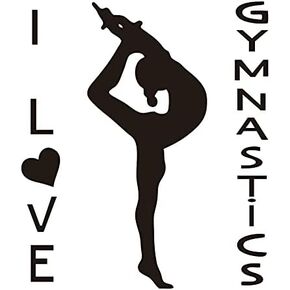 Girl Room Bedroom Wall Decor I Love Gymnastics Vinyl Wall Stickers Decal Girls Dance Gym Decor for Kids Room Nursery Bedroom Art Girl Bedroom Wall decor Mural Yoga Stickers (TM-2 BLACK)