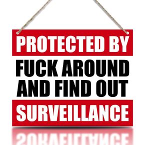 لافتة ترحيب مضحكة معلقة ديكور جداري خشبي محمي بواسطة Fck حول ومعرفة ساحة المراقبة لافتة ريفية لمنزل المزرعة والحديقة ديكور المرآب 10 بوصة × 8 بوصة (J710) in Kuwait