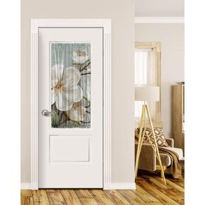 Retro White Flowers Blackout Door Curtains for French, Glass,Front, Back, Patio Door, Thermal Insulated Rod Pocket Window Curtain Drapes With Tiebacks, Country French Chic Florals Watercolor 25"x40"