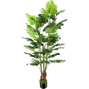 6.3ft Artificial Monstera Deliciosa Tree (75in) with Plastic Nursery Pot Faux Tree, Fake Tropical Split Leaf Palm Plant for Office House Farmhouse Living Room Home Decor (Indoor/Outdoor)