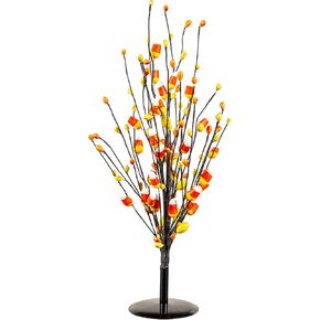 Evergreen Halloween Candy Corn Artificial Stem Table Tree for Spooky Halloween Decoration, Free-Standing Fall Faux Tree Centerpiece for Thanksgiving and Fall Season (18" H with Base)