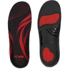 YCMM 220+ lbs Heavy Duty High Arch Support Insole Orthotics Pain Relief Plantar Fasciitis Shock Absorbing Work Boot Shoe Flat Feet Inserts M(Men 9-10.5/Women 10-11.5) Black