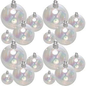 18Pcs Iridescent Ornaments Balls Clear Plastic Ornaments Balls Christmas Balls Transparent Balls DIY Iridescent Plastic Ornaments Christmas Baubles Balls for Christmas Tree Home Party Decor (18)