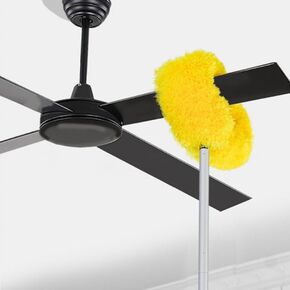 Washable Ceiling Fan Cleaner, Microfiber Duster with Retractable Extension Pole for Cleaning High Ceiling Fans, Furniture, Blinds, Cars, 56.6×14.9in, Yellow,