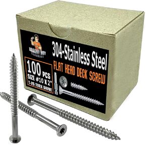 – Heavy Duty - #10 x 2 Inch - 304 Grade Stainless Steel - 2" Deck Wood Screws – Rust Proof - Outdoor Exterior Construction of Decks, Fences - #25 Torx Bit Drive - Qty (100)