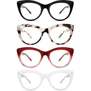 IVNUOYI 4 Pack Reading Glasses Blue Light Blocking Readers for Women,Stylish Ladies Computer Eyeglasses with Spring Hinge