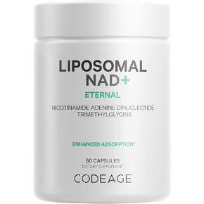 Codeage Liposomal NAD+ Supplement - Betaine Anhydrous - Liposomal for Bioavailability - Energy, Metabolism, and Healthy Aging Support - NAD Nicotinamide Adenine Dinucleotide Formula - 60 Capsules