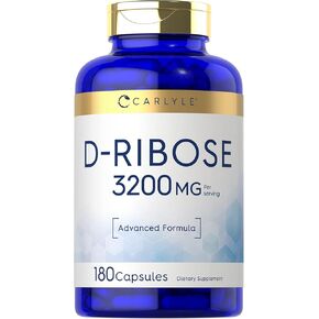 Carlyle D-Ribose Capsules | 3200mg | 180 count | Vegetarian, Non-GMO, Gluten Free Supplement