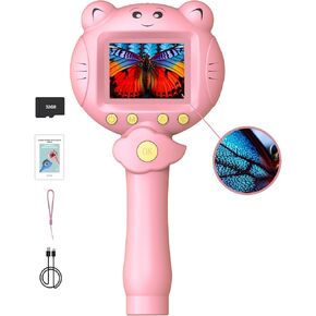 Kids Portable Handheld Microscope, 2024 New Multi-Functional Pocket Kids Microscope, Skin-Friendly Grip, Long Battery Life, Suitable for Science Labs, Outdoor Exploration and Home Entertainment-Blue