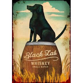 SmartCows Black Lab Whiskey Vintage Retro Rustic Metal Tin Sign Pub Wall Deor Art 8x12 Inches