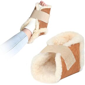 Heel Protectors for Pressure Sores Sheepskin Heel Cushions Booties Feet Pillow for Bed Sores Diabetic Foot Ulcers Lambs Wool Padding Ankle Cushion Supports for Heel Pain Surgery Recovery