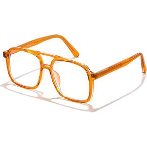 FEISEDY Aviator Blue Light Blocking Glasses Fake Nerd Clear Oversized Square Computer Glasses TR Frame B0158