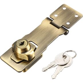 uxcell Keyed Hasp Lock 135mm Twist Knob Keyed Locking Hasp for Door Cabinet Keyed Alike Bronze Tone