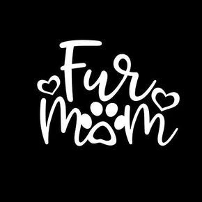 Fur Mom Heart and Paws NOK Decal Vinyl Sticker |Cars Trucks Vans Walls Laptop|White|5.5 x 4.2 in|NOK465