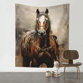 ALHAAHLL Horses Runing Watercolor Western Vintage Tapestry Vertical Wall Hanging Tapestries For Home Bedroom Living Room Dorm Aesthetic Decor 60 X 51 Inches