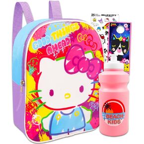 Hello Kitty Mini Backpack for Girls Set - Bundle with 11" Hello Kitty Backpack Plus Stickers, Water Bottle, More | Hello Kitty Mini Backpack for School, Travel