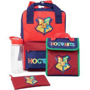 Harry Potter 4 Piece Backpack Set | Kids Hogwarts Rucksack Bundle with School Bag, Pencil Case, Lunch Bag & Water Bottle