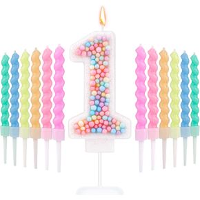 Macaron Birthday Candles, Number 7 Candles Sweet Number Candles with 12pcs Rainbow Spiral Candles Candy Color Colorful Cake Topper Candle Pastel Candles for Anniversary Party Wedding Boys Girls