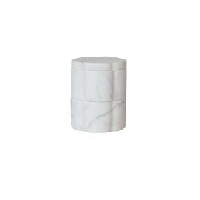 Creative Co-Op Elegant Marble Pinch Pot with Lid, White