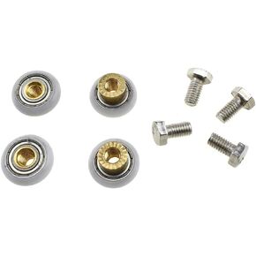 Hahiyo 20mm Diameter Brass Shower Door Wheels with Stainless Steel Screws Smooth Rolling Easy Install Durable Nylon Rollers Runners Ball Bearings 4 Sets for Bathroom Kitchen Drawers Track System