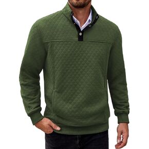 COOFANDY Men's Quarter Sweatshirt Casual Long Sleeve Waffle Quilted Stand Collar Outdoor Pullover Sweatshirts