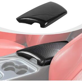 Center Console Cover Armrest Pad Compatible with Dodge Challenger 2015-2024 Interior Accessories Carbon Fiber
