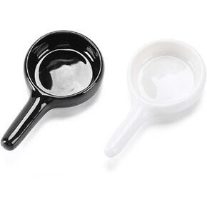 2 Pcs Ceramic Candle Spoon Tealight Wax Warmer Candle Spoon Little Spoon Shape Candle Holder Replacement for Essential Oil Burner Fragrance Aromatherapy Diffuser (Black & White)