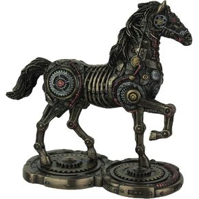 Veronese Design 9 1/2 Inch Steampunk Horse Prancing Cold Cast Resin Bronze Finish Sculpture
