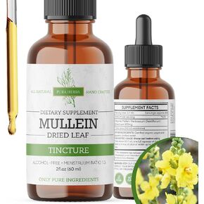 Mullein Leaf Tincture for Lungs Cleanse, Organic Mullein Drops for Respiratory System Support, Mullein Leaf Liquid Extract for Lung Detox- 2 Fl Oz