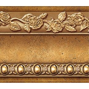 Flower Molding Peel and Stick Wall Border Easy to Apply (Gold Brown)