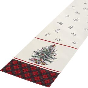 Spode - Table Runner, Holiday Home Decor Christmas Tree Tartan Collection, 14" x 72"